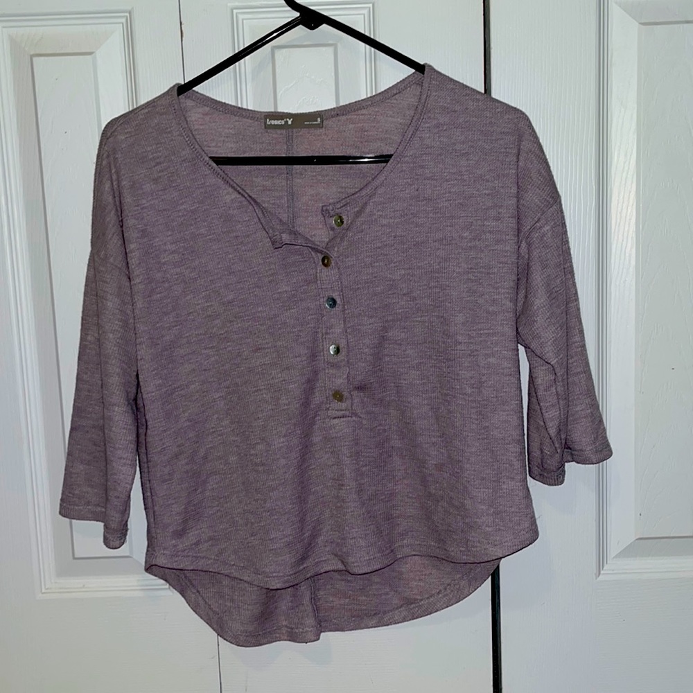 Purple 3/4 sleeve button up top